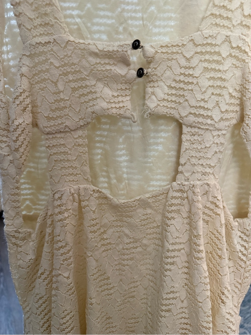 Free People Ivory Lace Open Back Boho Festival Mini M Dress Cottagecore Prairie - Picture 5 of 6